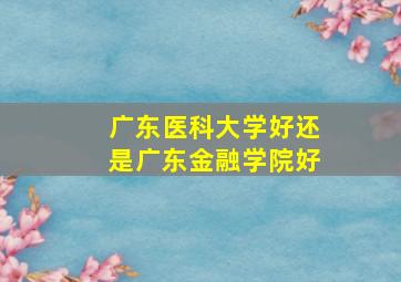 广东医科大学好还是广东金融学院好