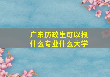 广东历政生可以报什么专业什么大学