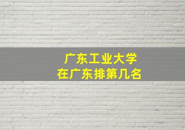 广东工业大学在广东排第几名