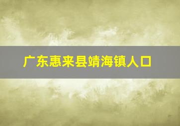 广东惠来县靖海镇人口