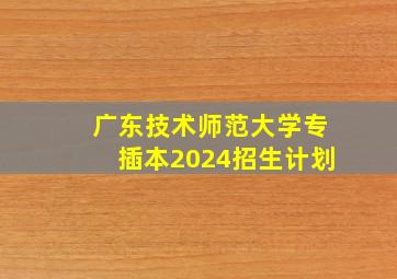 广东技术师范大学专插本2024招生计划