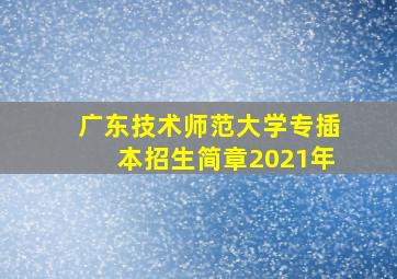 广东技术师范大学专插本招生简章2021年