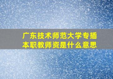 广东技术师范大学专插本职教师资是什么意思