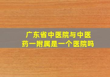 广东省中医院与中医药一附属是一个医院吗