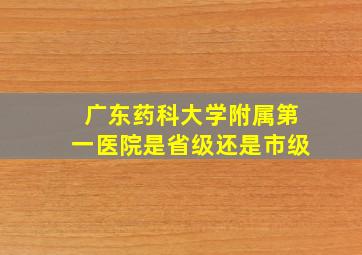 广东药科大学附属第一医院是省级还是市级