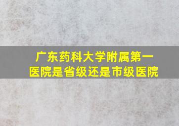 广东药科大学附属第一医院是省级还是市级医院