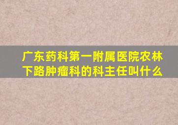 广东药科第一附属医院农林下路肿瘤科的科主任叫什么