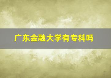 广东金融大学有专科吗