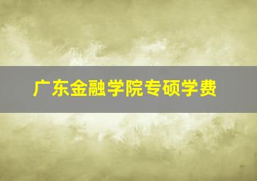 广东金融学院专硕学费