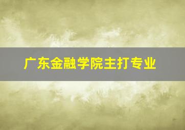 广东金融学院主打专业