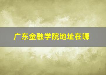 广东金融学院地址在哪