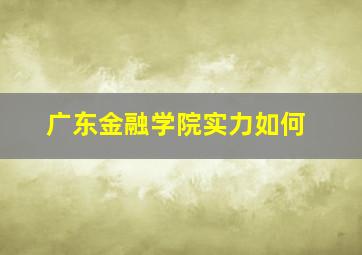 广东金融学院实力如何