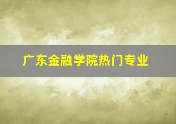 广东金融学院热门专业