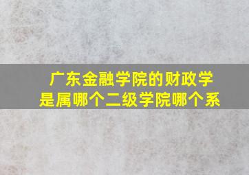 广东金融学院的财政学是属哪个二级学院哪个系