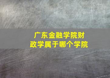 广东金融学院财政学属于哪个学院