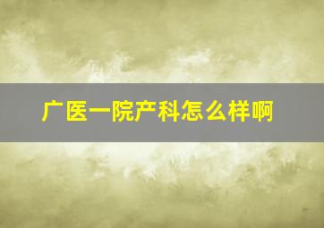 广医一院产科怎么样啊