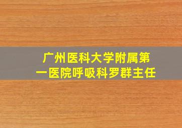 广州医科大学附属第一医院呼吸科罗群主任