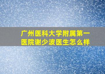 广州医科大学附属第一医院谢少波医生怎么样