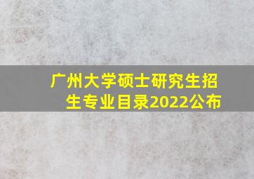 广州大学硕士研究生招生专业目录2022公布