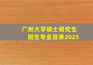 广州大学硕士研究生招生专业目录2025