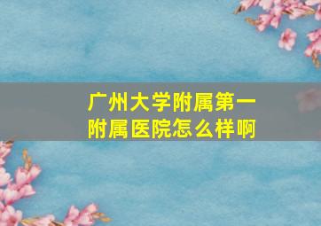 广州大学附属第一附属医院怎么样啊