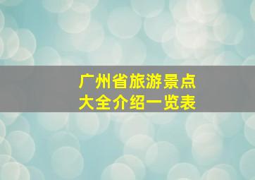 广州省旅游景点大全介绍一览表