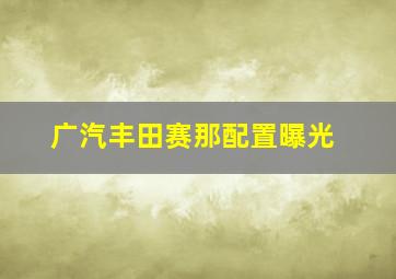 广汽丰田赛那配置曝光