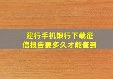 建行手机银行下载征信报告要多久才能查到