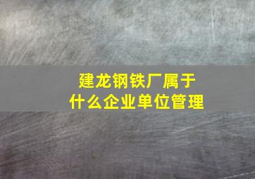 建龙钢铁厂属于什么企业单位管理