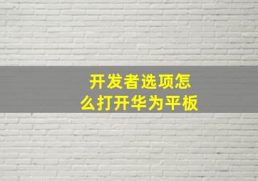 开发者选项怎么打开华为平板