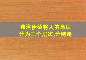 弗洛伊德将人的意识分为三个层次,分别是