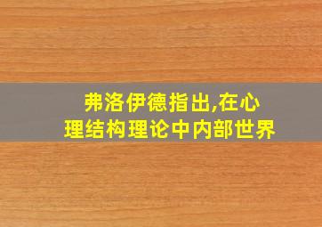 弗洛伊德指出,在心理结构理论中内部世界