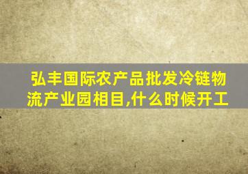 弘丰国际农产品批发冷链物流产业园相目,什么时候开工