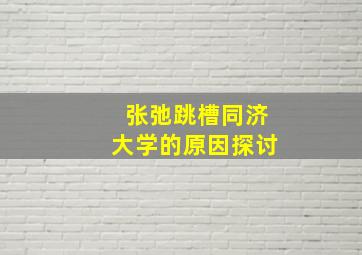 张弛跳槽同济大学的原因探讨