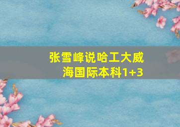 张雪峰说哈工大威海国际本科1+3