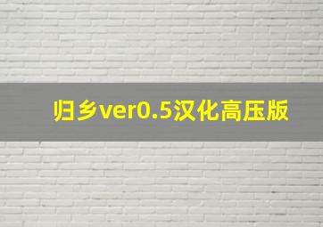 归乡ver0.5汉化高压版