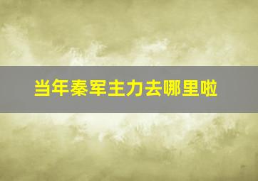 当年秦军主力去哪里啦