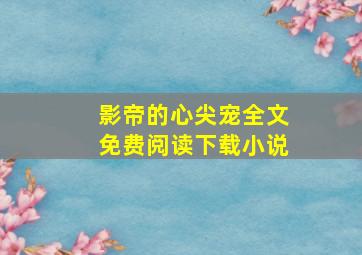 影帝的心尖宠全文免费阅读下载小说