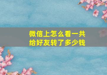 微信上怎么看一共给好友转了多少钱