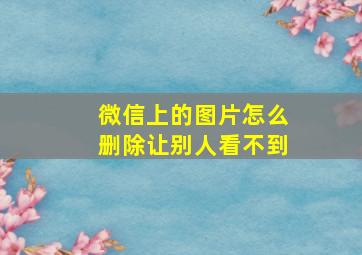 微信上的图片怎么删除让别人看不到