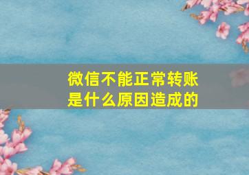 微信不能正常转账是什么原因造成的