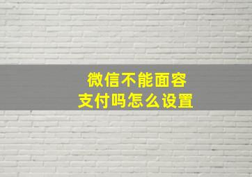 微信不能面容支付吗怎么设置