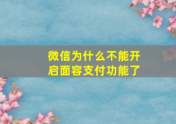 微信为什么不能开启面容支付功能了