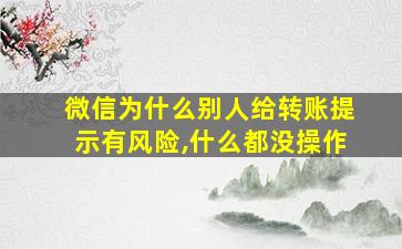 微信为什么别人给转账提示有风险,什么都没操作