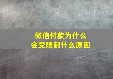 微信付款为什么会受限制什么原因