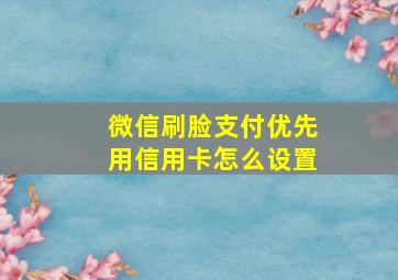 微信刷脸支付优先用信用卡怎么设置