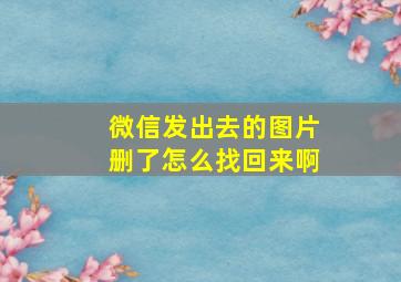 微信发出去的图片删了怎么找回来啊