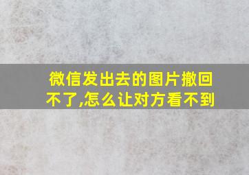 微信发出去的图片撤回不了,怎么让对方看不到