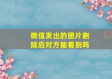 微信发出的图片删除后对方能看到吗