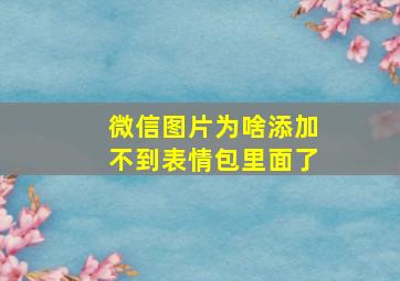 微信图片为啥添加不到表情包里面了